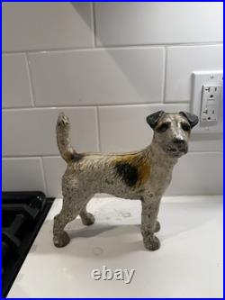 Antique Original Painted Short Hair Terrier Hubley Dog Cast Iron Door Stop