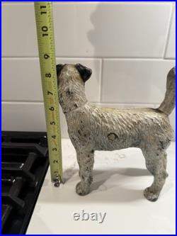 Antique Original Painted Short Hair Terrier Hubley Dog Cast Iron Door Stop