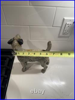 Antique Original Painted Short Hair Terrier Hubley Dog Cast Iron Door Stop