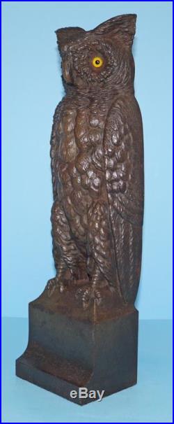 Antique Oversize Owl On Pedestal Cast Iron B&h Doorstop Bradley & Hubbard