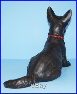 Antique Oversized Sitting Scottie Dog Cast Iron Figural Statue Hubley Doorstop