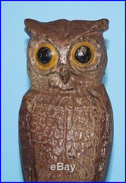 Antique Owl on Branch Bird Cast Iron Metal Art Doorstop Signed Louisville KY