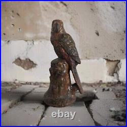 Antique PARROT Cast Iron Figural Perched Bird Doorstop Decorative Statue Antique PARROT Cast Iron Figural Perched Bird Doorstop Decorative Statue