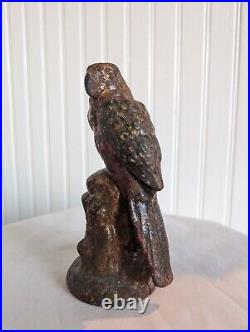 Antique PARROT Cast Iron Figural Perched Bird Doorstop Decorative Statue Antique PARROT Cast Iron Figural Perched Bird Doorstop Decorative Statue