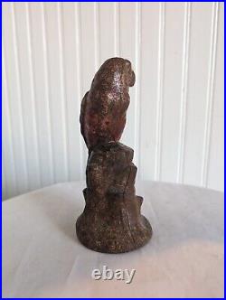 Antique PARROT Cast Iron Figural Perched Bird Doorstop Decorative Statue Antique PARROT Cast Iron Figural Perched Bird Doorstop Decorative Statue