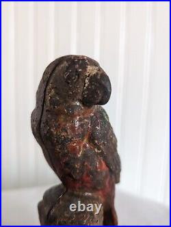 Antique PARROT Cast Iron Figural Perched Bird Doorstop Decorative Statue Antique PARROT Cast Iron Figural Perched Bird Doorstop Decorative Statue