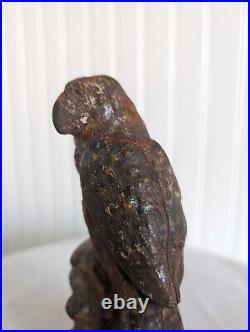 Antique PARROT Cast Iron Figural Perched Bird Doorstop Decorative Statue Antique PARROT Cast Iron Figural Perched Bird Doorstop Decorative Statue