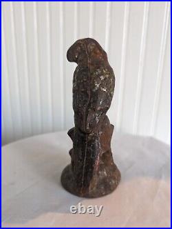 Antique PARROT Cast Iron Figural Perched Bird Doorstop Decorative Statue Antique PARROT Cast Iron Figural Perched Bird Doorstop Decorative Statue