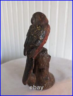 Antique PARROT Cast Iron Figural Perched Bird Doorstop Decorative Statue Antique PARROT Cast Iron Figural Perched Bird Doorstop Decorative Statue