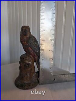 Antique PARROT Cast Iron Figural Perched Bird Doorstop Decorative Statue Antique PARROT Cast Iron Figural Perched Bird Doorstop Decorative Statue