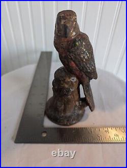 Antique PARROT Cast Iron Figural Perched Bird Doorstop Decorative Statue Antique PARROT Cast Iron Figural Perched Bird Doorstop Decorative Statue