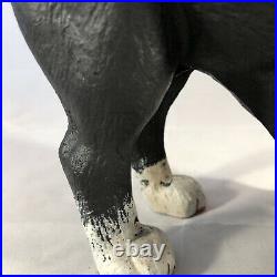 Antique Painted 12 Heavy Cast Iron Black White Arched Cat Door Stop Hubley