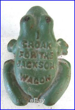 Antique Painted Frog Door Stop I Croak for the Jackson Wagon Cast Iron SS
