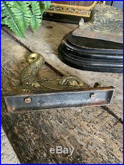 Antique Pair Cast Iron Brass Dolphin Motif Doorstop X2 Fish Coalbrookdale Style