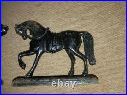 Antique Pair Of Victorian Cast Iron Shire Horses. Door Stops. Fire Ornaments