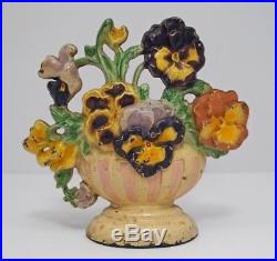 Antique Pansy Bowl Flower Cast Iron Hubley Doorstop Circa 1930