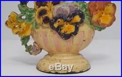 Antique Pansy Bowl Flower Cast Iron Hubley Doorstop Circa 1930