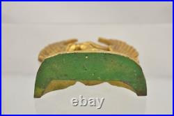 Antique Patriotic Cast Iron Figural Gold American Flag & Eagle Painted Door Stop