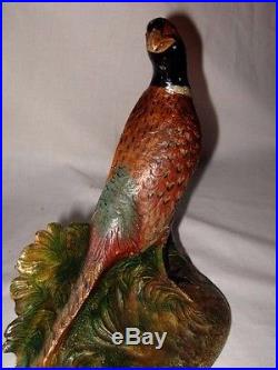Antique Pheasant Cast Iron Door Stop Fred Everett #458 Original paint Bird