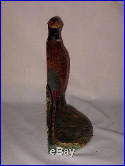 Antique Pheasant Cast Iron Door Stop Fred Everett #458 Original paint Bird