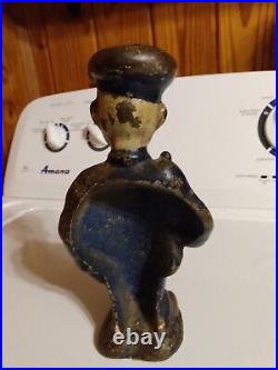 Antique Policeman With Billy Club Cast Iron Door Signed Le Mr LGT Co. Pat