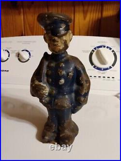 Antique Policeman With Billy Club Cast Iron Door Signed Le Mr LGT Co. Pat Antique Policeman With Billy Club Cast Iron Door Signed Le Mr LGT Co. Pat