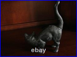 Antique Primitive Cast Iron Arched BLACK CAT Door Stop Halloween AAFA Hubley