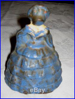 Antique Primitive Cast Iron Colonial Dress Hat Lady Statue Toy Doll Doorstop