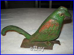 Antique Primitive Cast Iron Parrot Bird Nutcracker Statue Doorstop Weight Tool