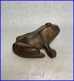Antique Primitive Home Flower Garden Frog Toad Cast Iron Doorstop Pond Statue