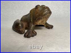 Antique Primitive Home Flower Garden Frog Toad Cast Iron Doorstop Pond Statue