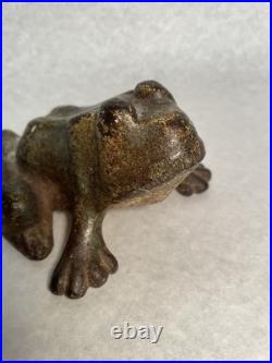 Antique Primitive Home Flower Garden Frog Toad Cast Iron Doorstop Pond Statue