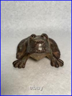 Antique Primitive Home Flower Garden Frog Toad Cast Iron Doorstop Pond Statue