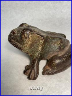 Antique Primitive Home Flower Garden Frog Toad Cast Iron Doorstop Pond Statue