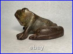 Antique Primitive Home Flower Garden Frog Toad Cast Iron Doorstop Pond Statue