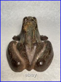 Antique Primitive Home Flower Garden Frog Toad Cast Iron Doorstop Pond Statue
