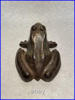 Antique Primitive Home Flower Garden Frog Toad Cast Iron Doorstop Pond Statue