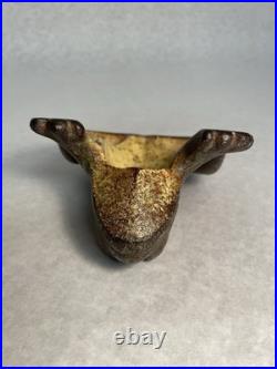 Antique Primitive Home Flower Garden Frog Toad Cast Iron Doorstop Pond Statue