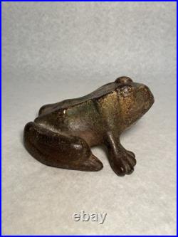 Antique Primitive Home Flower Garden Frog Toad Cast Iron Doorstop Pond Statue