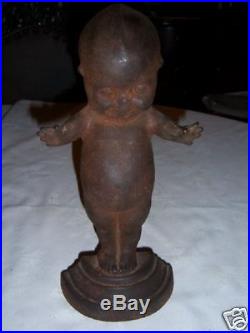 Antique Primitive Kewpie Doll USA Baby Boy Cast Iron Hubley Art Statue Doorstop