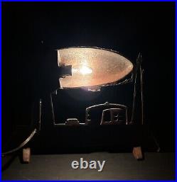 Antique RARE Schylling USA Graf Zeppelin Air Ship Cast-Iron Lamp/Doorstop WORKS
