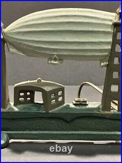 Antique RARE Schylling USA Graf Zeppelin Air Ship Cast-Iron Lamp/Doorstop WORKS