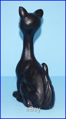 Antique RARE Whimsical Sitting Cat with Tail Up Cast Iron Metal Figural Doorstop