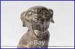 Antique Rare & Super Cute Hubley Cast Iron Bonzo Yawning Puppy Door Stop, Bookend
