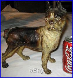 Antique Right Facing 10 Hubley Lg. Boston Terrier Cast Iron Dog Door Doorstop