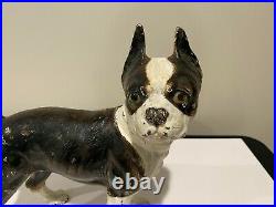 Antique Right Facing Hubley Boston Terrier Cast Iron Dog Doorstop