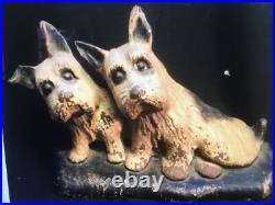 Antique Scottish Terriers Cast Iron Doorstop in the Hubley Style Great Patina Antique Scottish Terriers Cast Iron Doorstop in the Hubley Style Great Patina