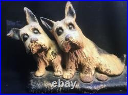 Antique Scottish Terriers Cast Iron Doorstop in the Hubley Style Great Patina Antique Scottish Terriers Cast Iron Doorstop in the Hubley Style Great Patina