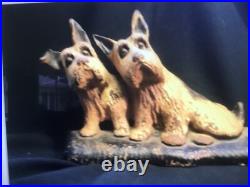 Antique Scottish Terriers Cast Iron Doorstop in the Hubley Style Great Patina Antique Scottish Terriers Cast Iron Doorstop in the Hubley Style Great Patina