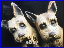 Antique Scottish Terriers Cast Iron Doorstop in the Hubley Style Great Patina Antique Scottish Terriers Cast Iron Doorstop in the Hubley Style Great Patina